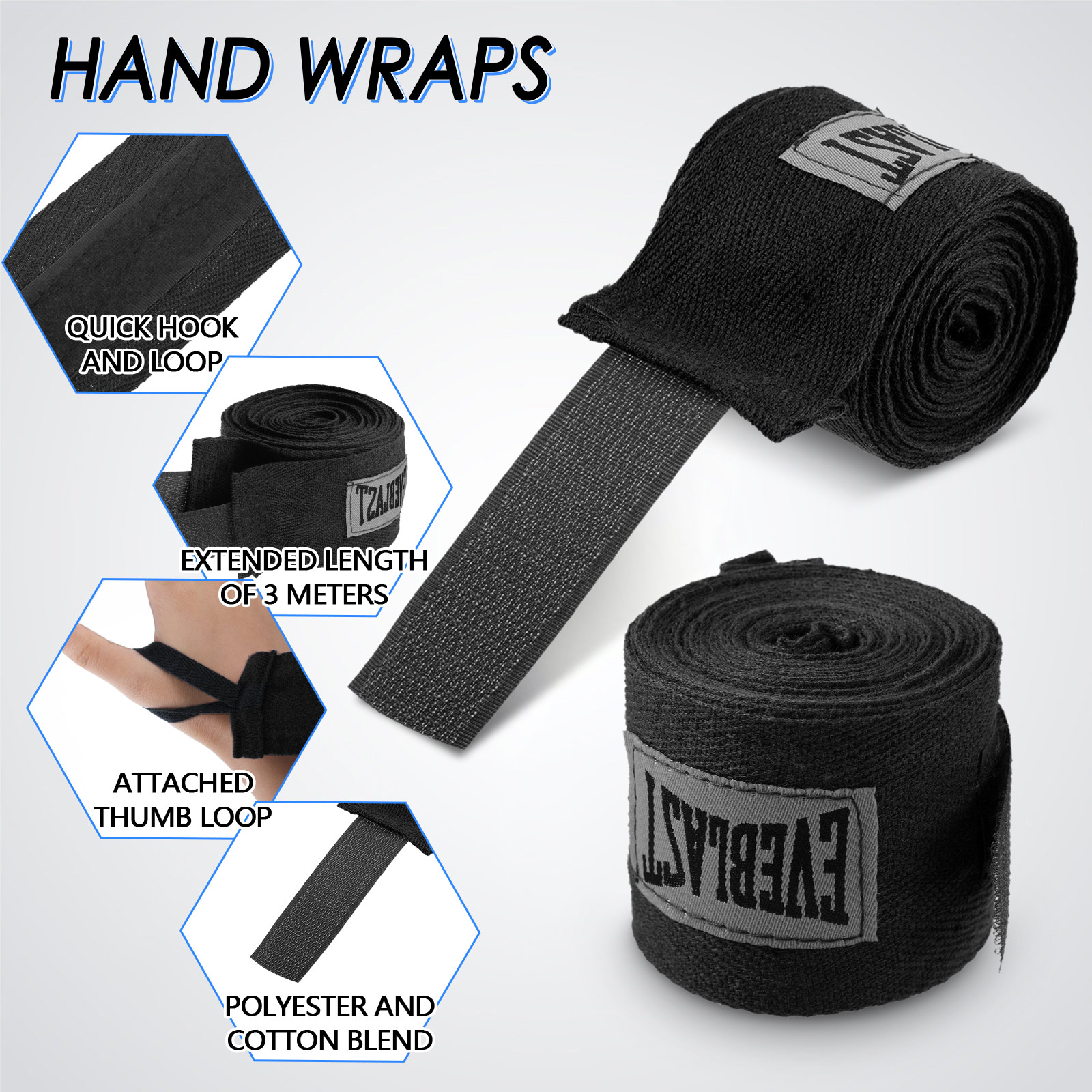 Wrist Wraps Fitness - Cotton Boxing Bandages Soft & Elastic