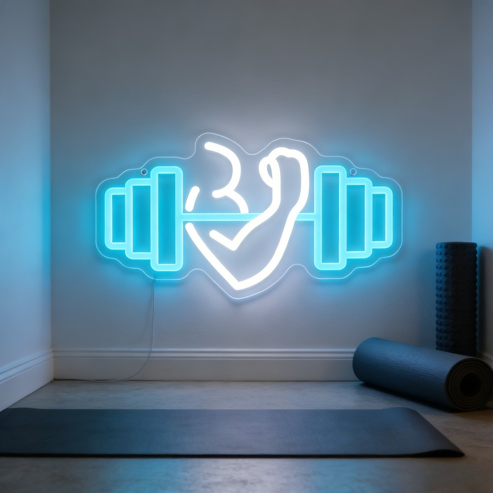 Yoga Fitness Studio - Bicep Dumbbell Neon Sign LED Wall