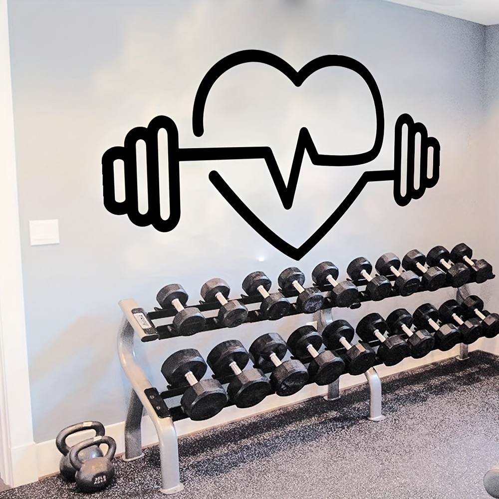 Yoga Fitness Health - Large Heart-Shaped Barbell Wall Decal -