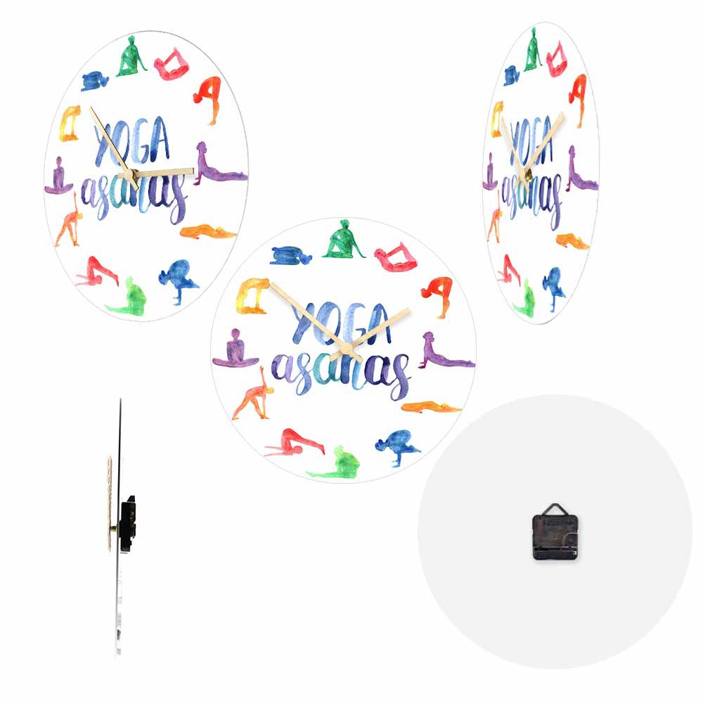 Watercolor Yoga Asanas Wall Cl - Yoga Fitness Studio review and price