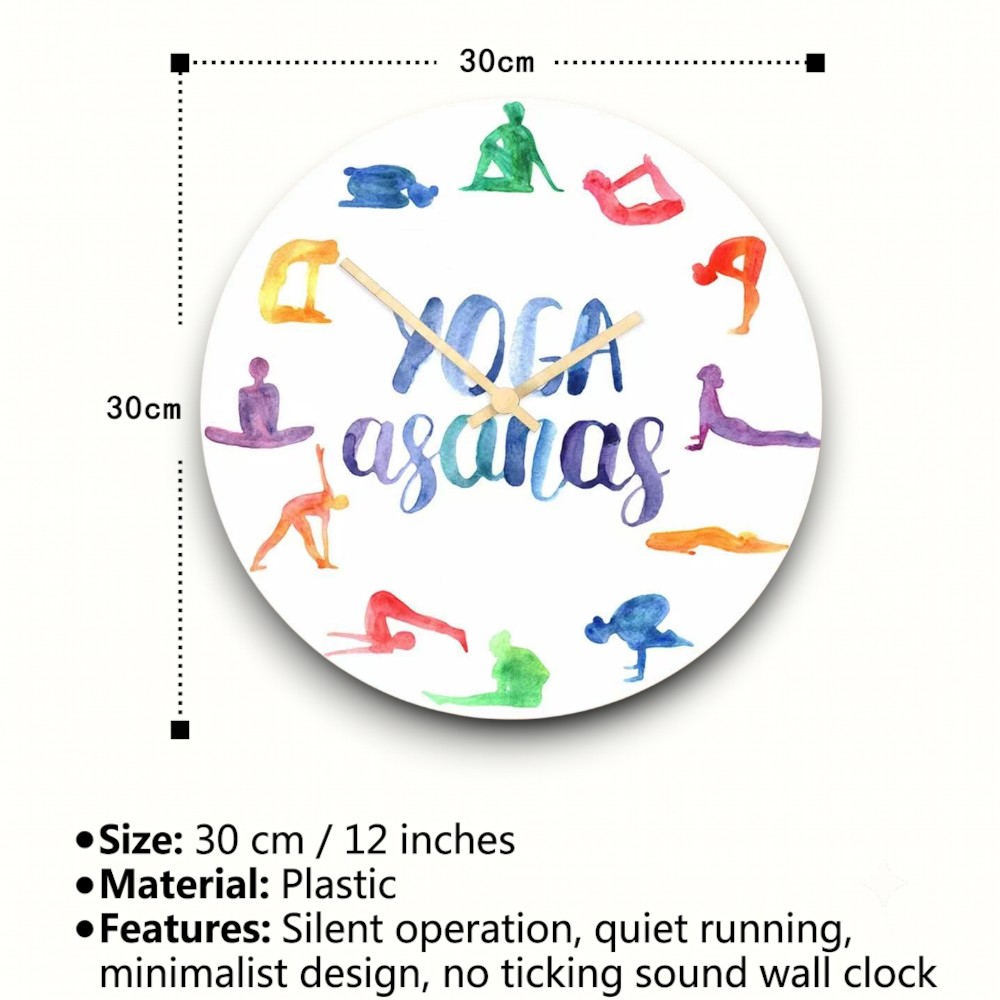 Watercolor Yoga Asanas Wall Cl - Yoga Fitness Studio review and price
