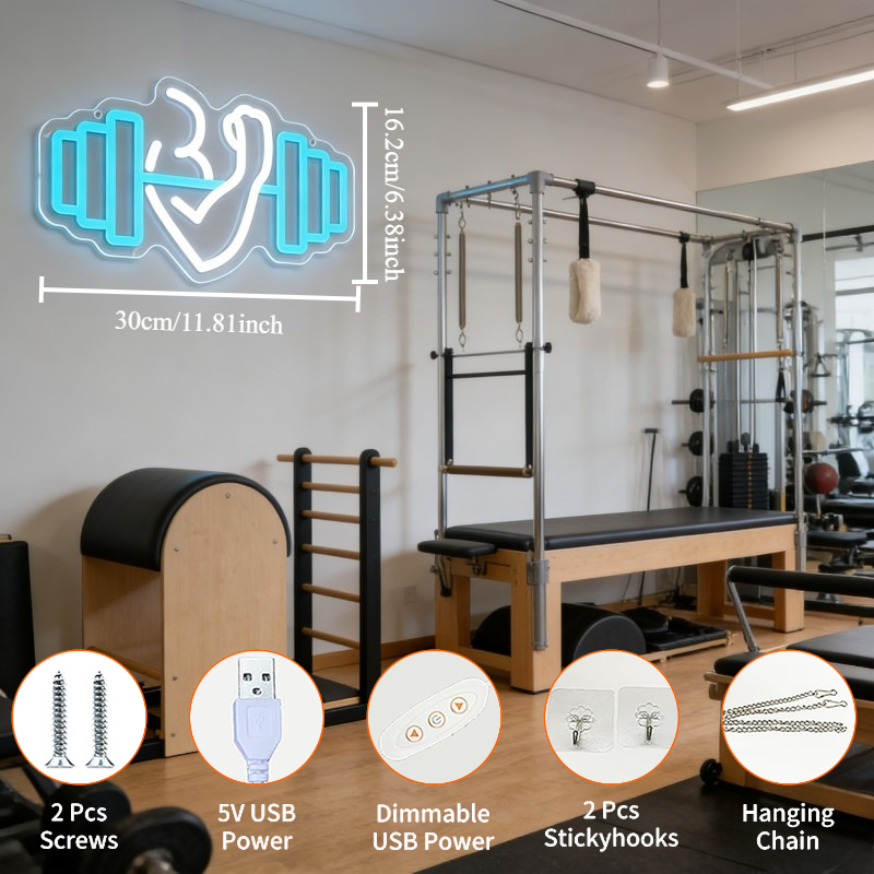Bicep Dumbbell Neon Sign LED W - Yoga Fitness Studio review and price