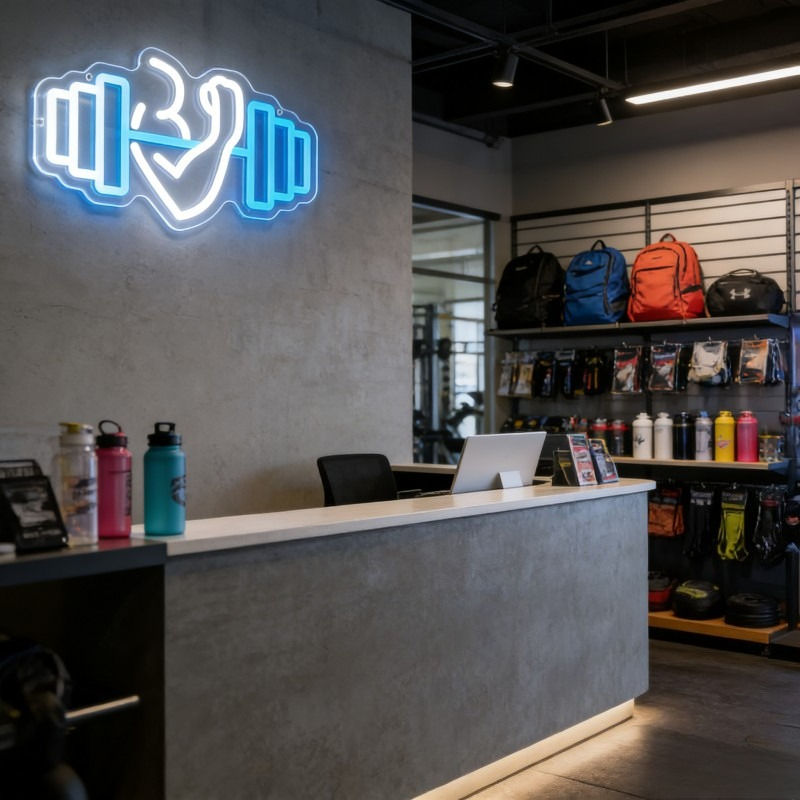 Bicep Dumbbell Neon Sign LED W - Yoga Fitness Studio review and price